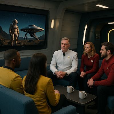 ussdauntless's tweet photo. Starfleet camaraderie at warp speed! USS Dauntless crew gathered for a Strange New Worlds watch party, sparking canon-deep chats &amp; celebrating Trek’s enduring spirit 

https://t.co/iSrzuXC99R

#StarfleetLife #StarTrek https://t.co/E4a3yltcvY