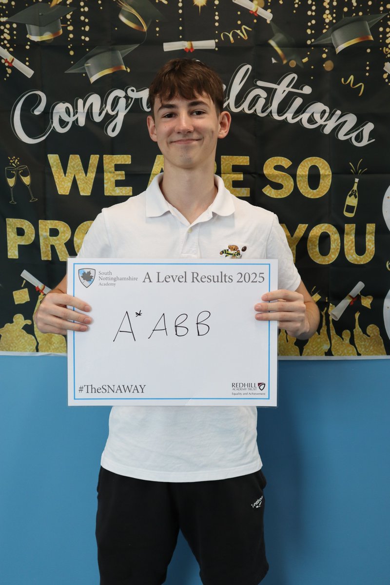 Congratulations to SNAs Aidan King: ABB at A-Level and off to study University of Sheffield <a href="/sheffielduni/">The University of Sheffield</a>! A fantastic achievement that makes us all proud! 🥳 #SNAWAY #Redhillresults #nottslive