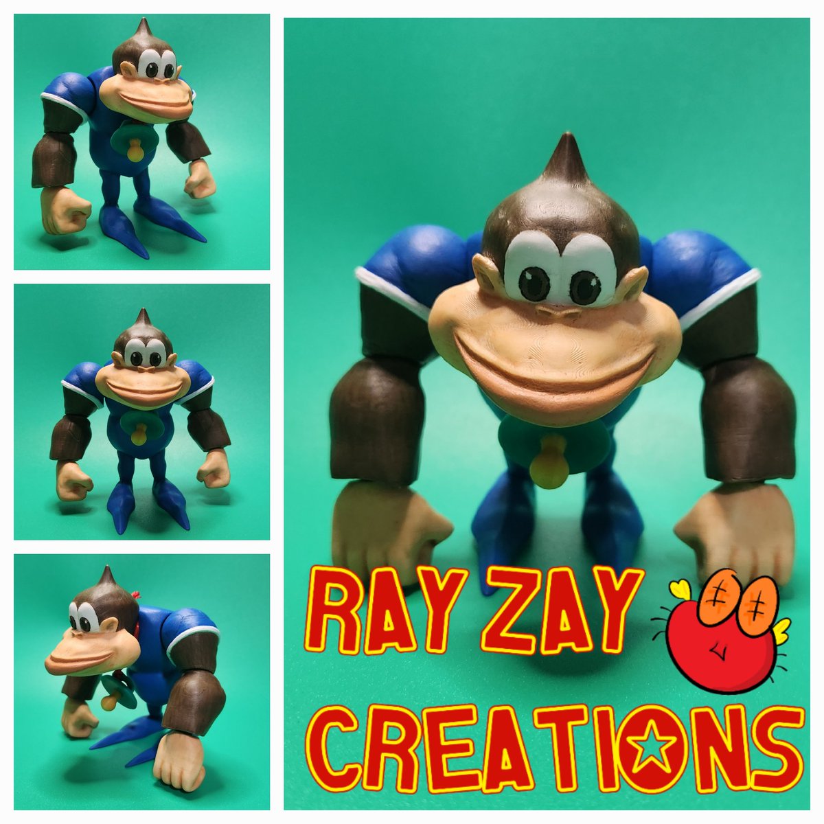 RayZayCreations's tweet photo. Kiddy Kong Custom Figure 
#rayzaycreations #customactionfigures #3dprinting #donkeykong64 #donkeykongcountry #dk64 #dkcrew #nintendoswitch #donkeykongbananza https://t.co/HC5JnY2lYT