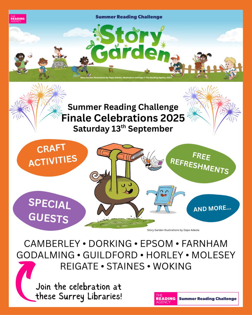 FrimleyGreenLib (@frimleygreenlib) on Twitter photo Join us for the #SummerReadingChallenge Finale Celebrations <a href="/CamberleyLib/">Camberley Library</a>! We will be joined by Surrey Poet Laureate Adam Gary for a workshop and a celebration. 🎉
📅 Saturday 13th September
⏰ 12:30-2:30pm
To register your interest 👉 tinyurl.com/4a3utkff
<a href="/SurreyLibraries/">Surrey Libraries UK</a> Join us for the #SummerReadingChallenge Finale Celebrations <a href="/CamberleyLib/">Camberley Library</a>! We will be joined by Surrey Poet Laureate Adam Gary for a workshop and a celebration. 🎉
📅 Saturday 13th September
⏰ 12:30-2:30pm
To register your interest 👉 tinyurl.com/4a3utkff
<a href="/SurreyLibraries/">Surrey Libraries UK</a>