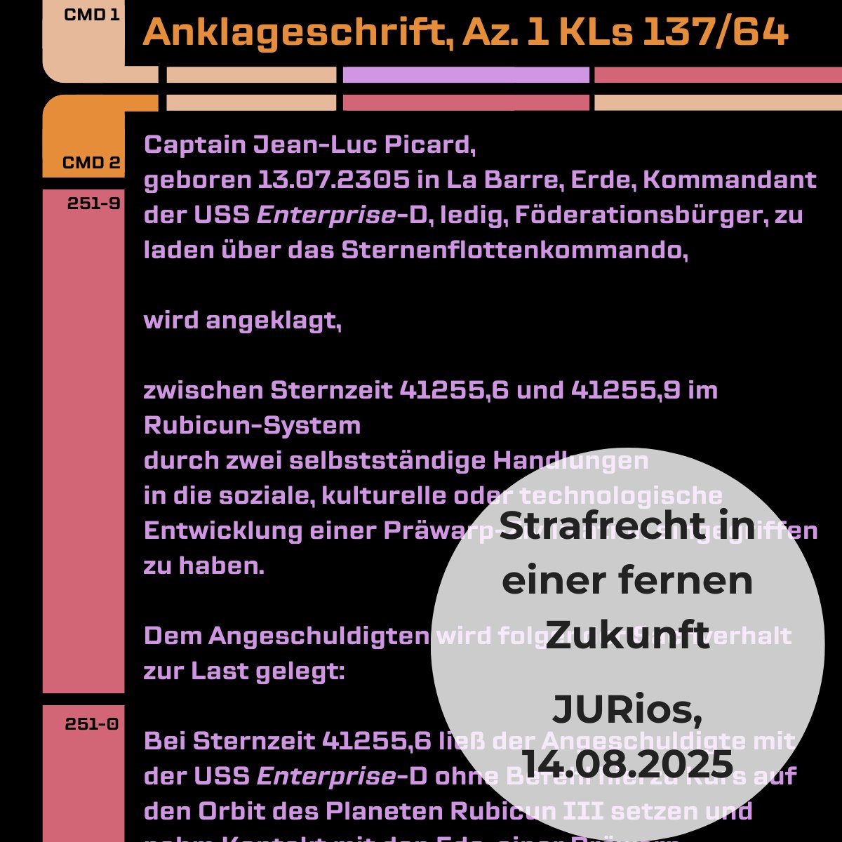 Was Star Trek uns über Rechtsstaat, Technologie im Strafprozess und den Umgang mit Straftätern beibringen kann, erfahrt ihr in meinem neuen Beitrag für JURios 🖖
Jetzt lesen: 👉jurios.de/2025/08/14/str…

#StarTrek #Strafrecht #LawAndLiterature #LawAndFilm