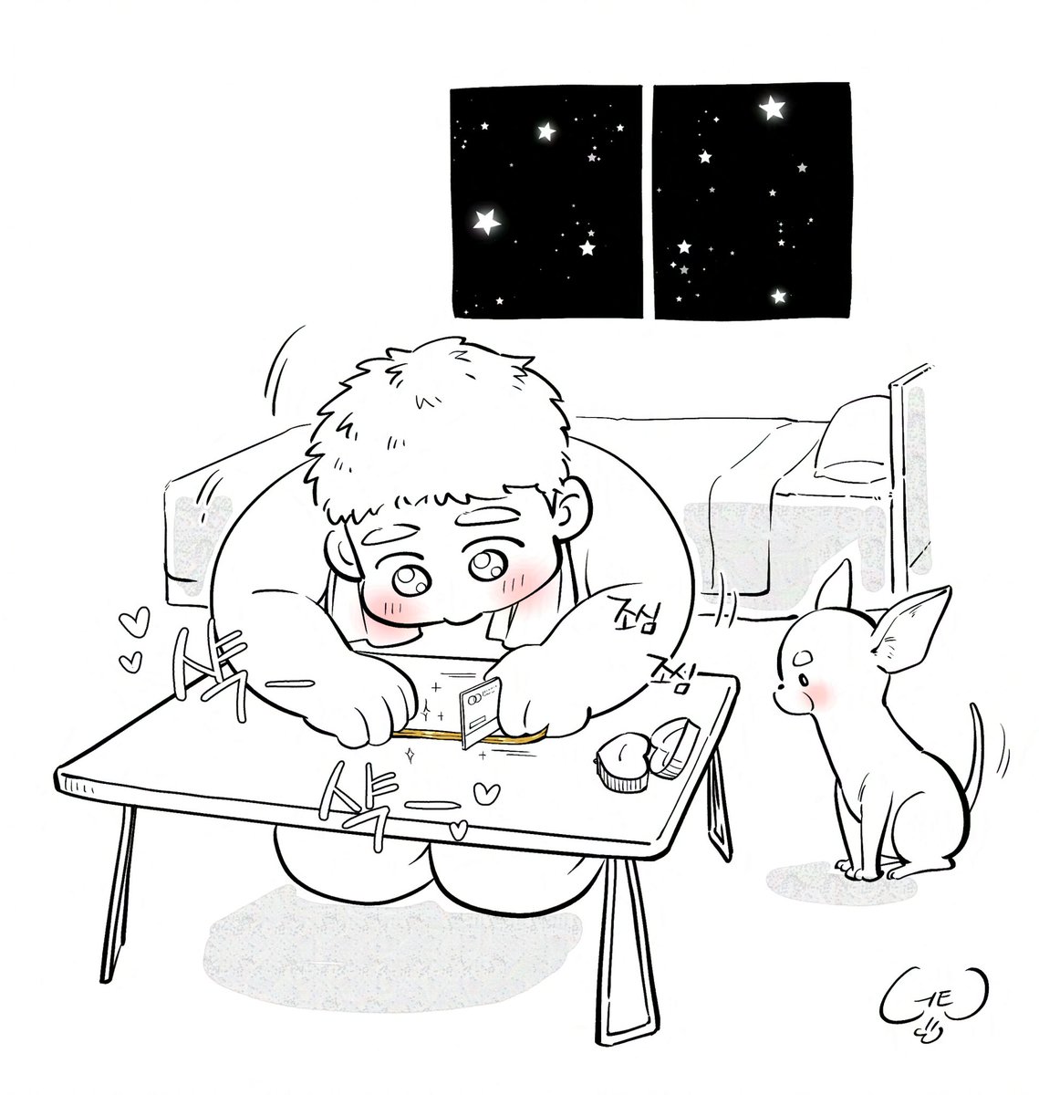 오늘은 허니베어데이🍯🐻💛

요즘 건우가 가장 열중하는 자기 전 루틴
빵끈 반지 주름 쫙쫙 펴기✨

오늘 밤 10시에 만나요!
<↓ ↓앙큼섹시로코BL 허니베어 보러 가기>
ridibooks.com/books/48950001…