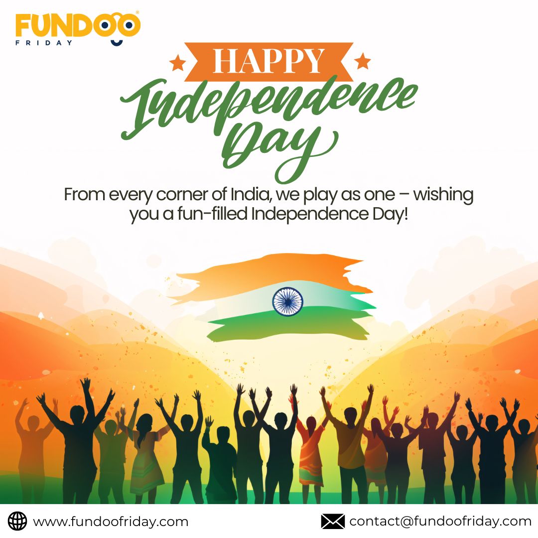 FundooF's tweet photo. Happy Independence Day from Fundoo Friday! 🇮🇳🎉
 
Today, we celebrate the colors of our flag, the strength of our unity, and the joy of our freedom. Let’s cherish the spirit that makes India shine brighter every year!

#IndependenceDay #indian #HappyIndependenceDay #FundooFriday https://t.co/Y5DB6GW9wD