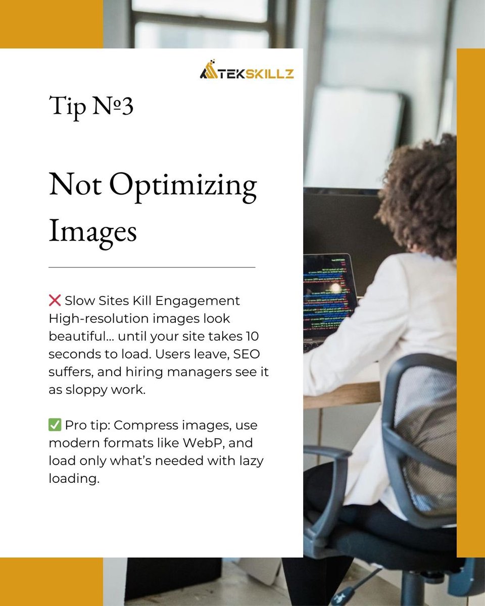 TekskillzTech's tweet photo. 🚫 3 Front-End Mistakes That Cost You a Job
🔖 Save this post so you never forget!
#Tekskillz #tekskillztech #FrontendDevelopment #WebDesignTips #LearnHTMLCSS #JavaScriptForBeginners #FrontendDeveloper #CodingLife #WebDevTips #TechCareers #LearnToCode #UIUXDesign #CodeNewbie https://t.co/4kMgxRvgY3