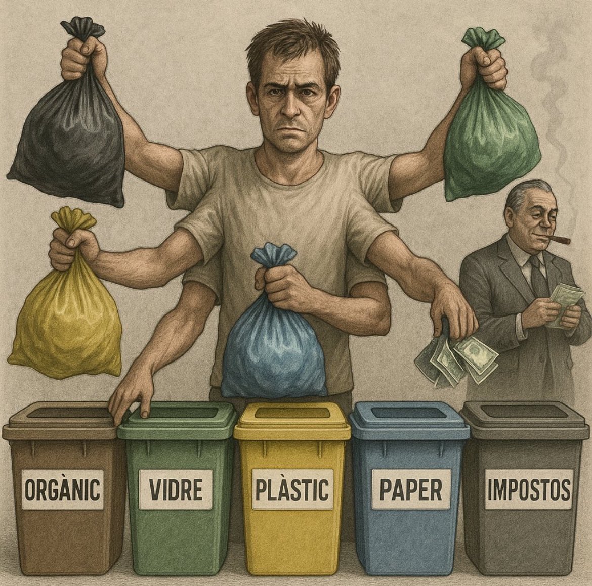 Cornuts i pagar el beure. Segona part.

Arran de l'interès del primer article, m’he permès escriure aquesta segona part. Si en l'anterior vaig posar llum sobre l’engranatge opac del negoci del reciclatge, avui hi afegeixo propostes. No fos cas que algú digui que criticar és