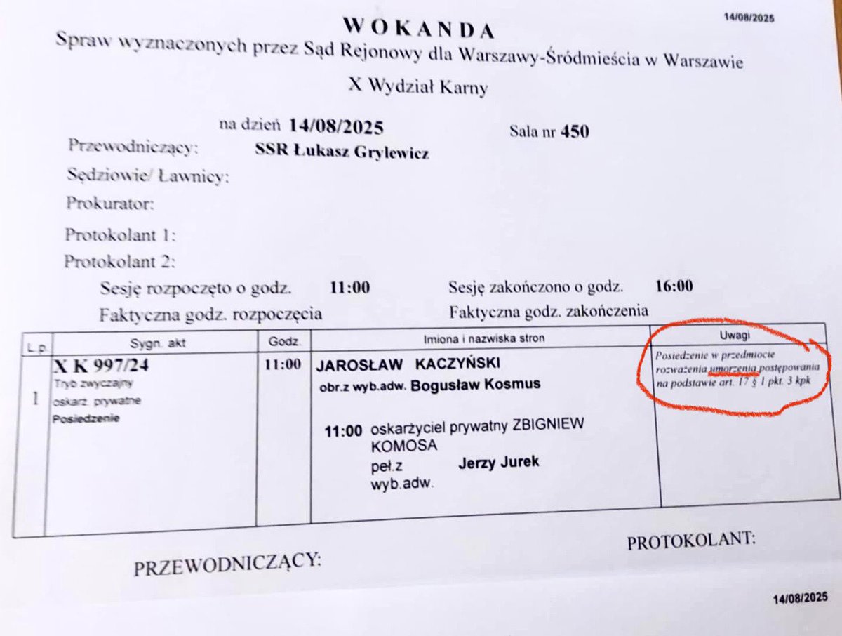 Jeszcze nie odwołali 
Posiedzenie odbędzie się w sprawie umorzenia postępowania.
Jaki jest powód? Jeszcze nie wiemy.
#KłamstwoSmoleńskie
#katastrofasmolwńska
