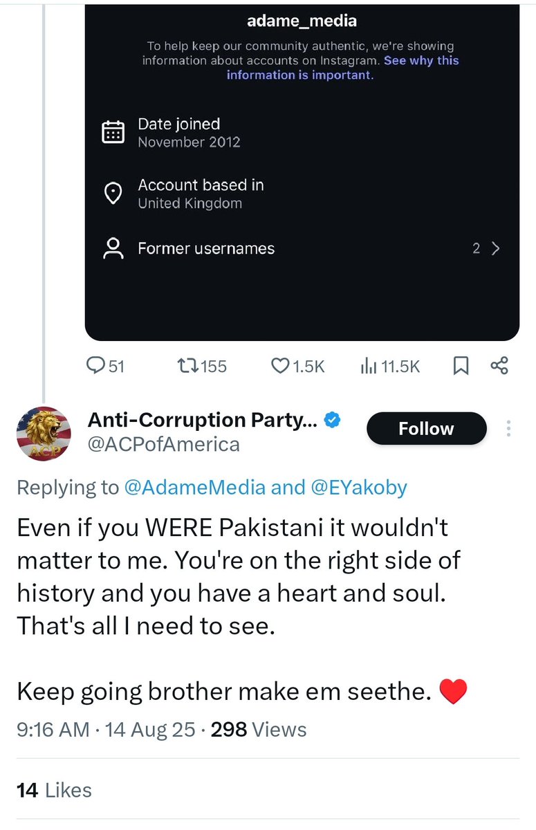 Account name: Anti-corruption party of America.
Account run by : abdool from Karachi slums, Pakistan.