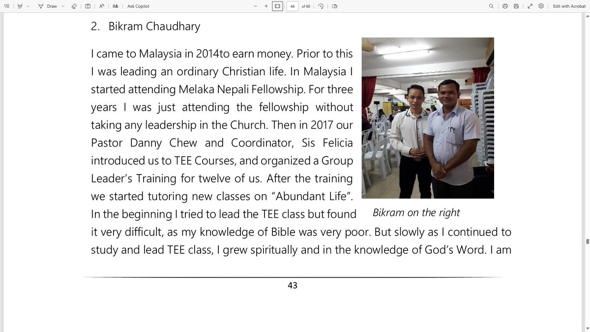 A #wonderful testimony by Bikram Chaudhary - who leads groups of #other #Nepali #migrant #workers in #Malaysia who are doing SEAN's basic-#level Bible course 'Abundant Life'! For details and #free samples of this SEAN Bible course, visit our #website here: seaninternational.org/courses-librar…