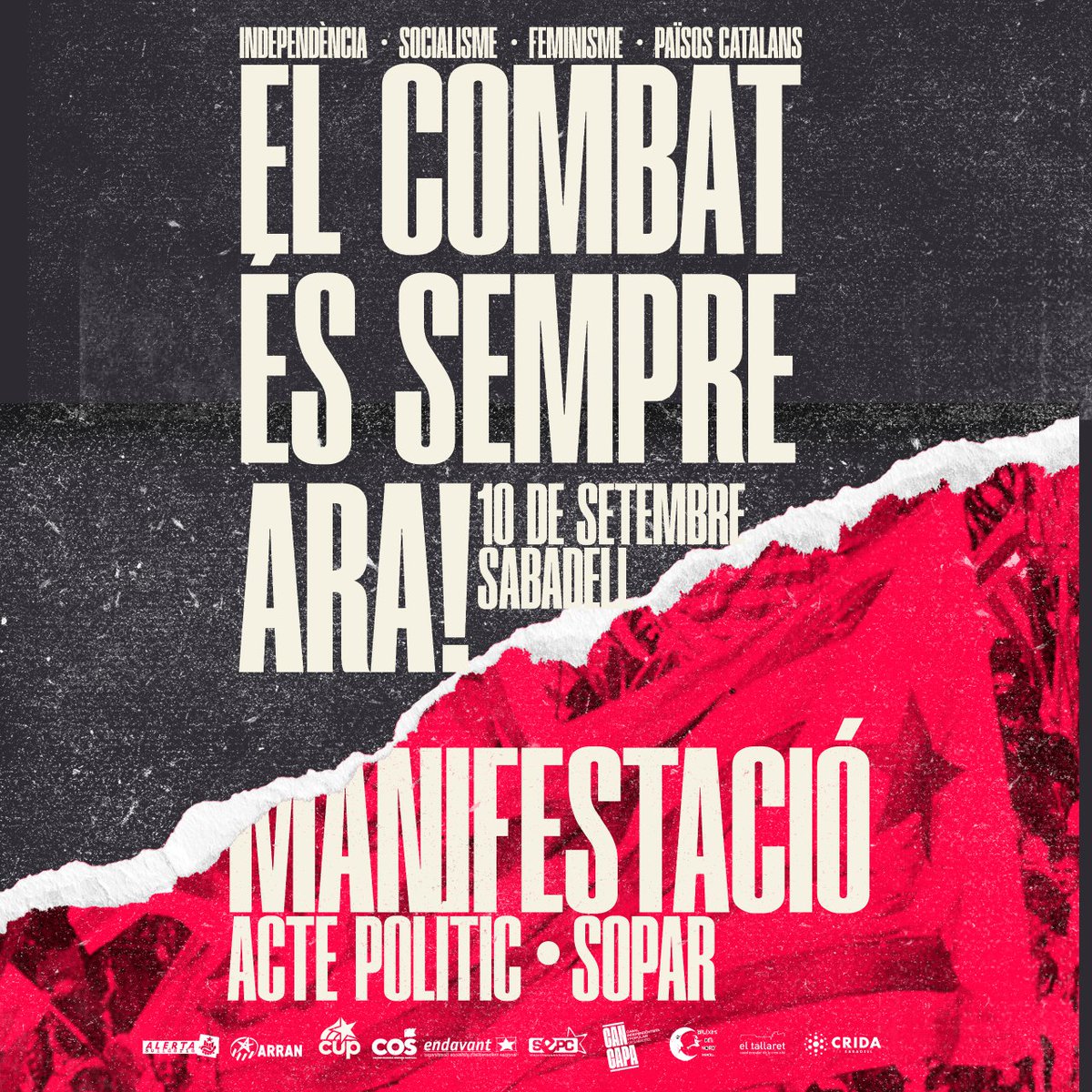 Aquest 10 de setembre, en el marc de la diada nacional de Catalunya, tornem a prendre els carrers. 

📅 10 de setembre

🚩 19h - Manifestació al Racó del Campanar.

📣 20h - Acte polític a <a href="/cancapablanca/">Can Capablanca</a> 

🎉 21h - Sopar popular i concert