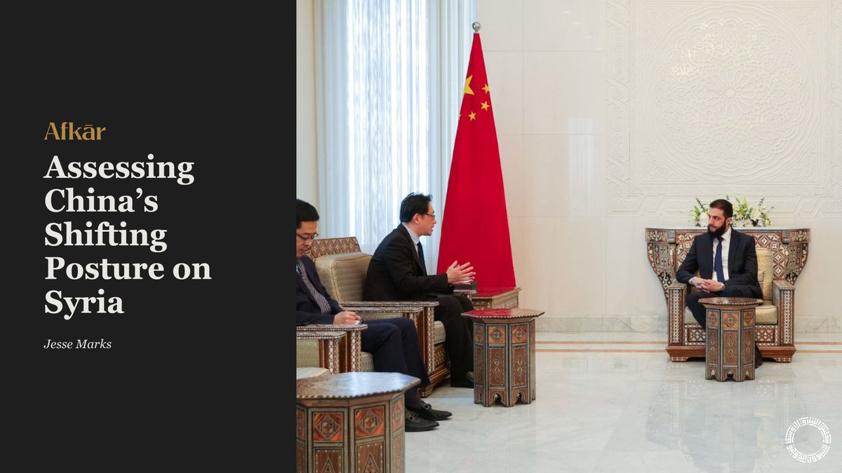 ME_Council's tweet image. While maintaining diplomatic ties with #Damascus, #Beijing is keeping the new government at arm’s length, conditioning deeper ties and support for UN sanctions relief on the removal of foreign fighters from Syria. @JesCMarks writes on #Afkar

🔗 mecouncil.org/blog_posts/ass…