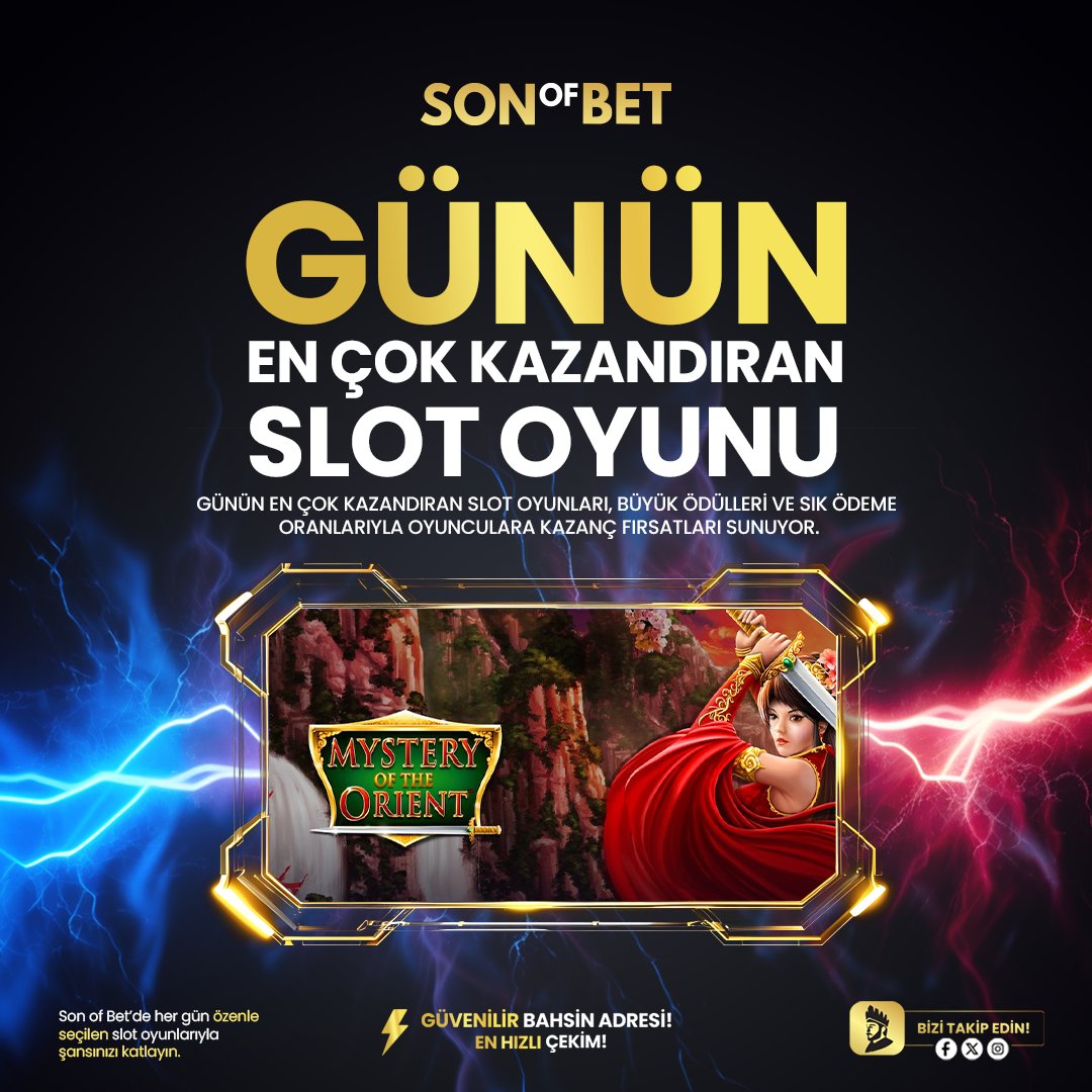 sonofbt's tweet photo. 🔥 Bugünün en çok kazandıran slot oyunu: Mystery of the Orient
💰 Büyük ödüller + sık ödeme oranları!
🎯 Şansını hemen dene!
#slotoyunu #MysteryOfTheOrient #kazanç https://t.co/lN8eB2VNxo