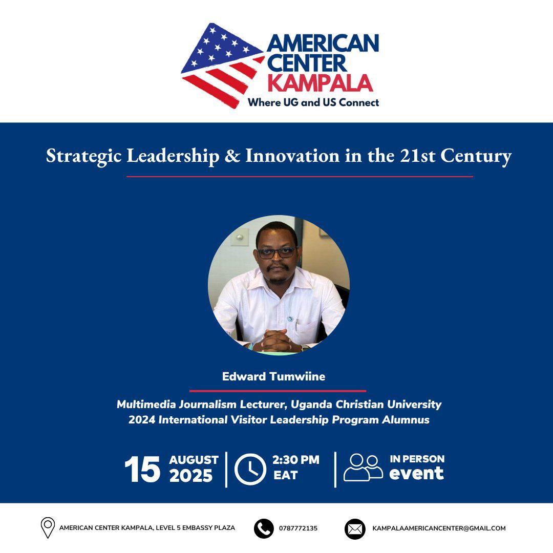 tumwineedward's tweet photo. Join me tomorrow at 2pm at the American Centre to discuss how to lead and foster innovation in the media industry in the digital age. https://t.co/m6CSeF8z2I https://t.co/BHBUM36bJD