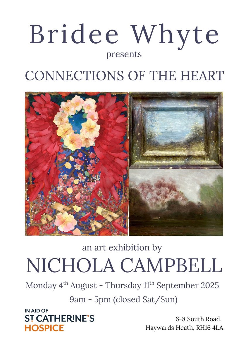 Come see my #Artexhibition , original paintings, framescapes, prints &amp; decorative collages on display #haywardsheath <a href="/BrideeWhyte/">Brian Whyte</a> on now ‘til Thurs 11th Sept 2025. Open Mon-Fri. In aid of stcatherineshospice in #peasepottage #crawley #whatsonsussex #midsussex