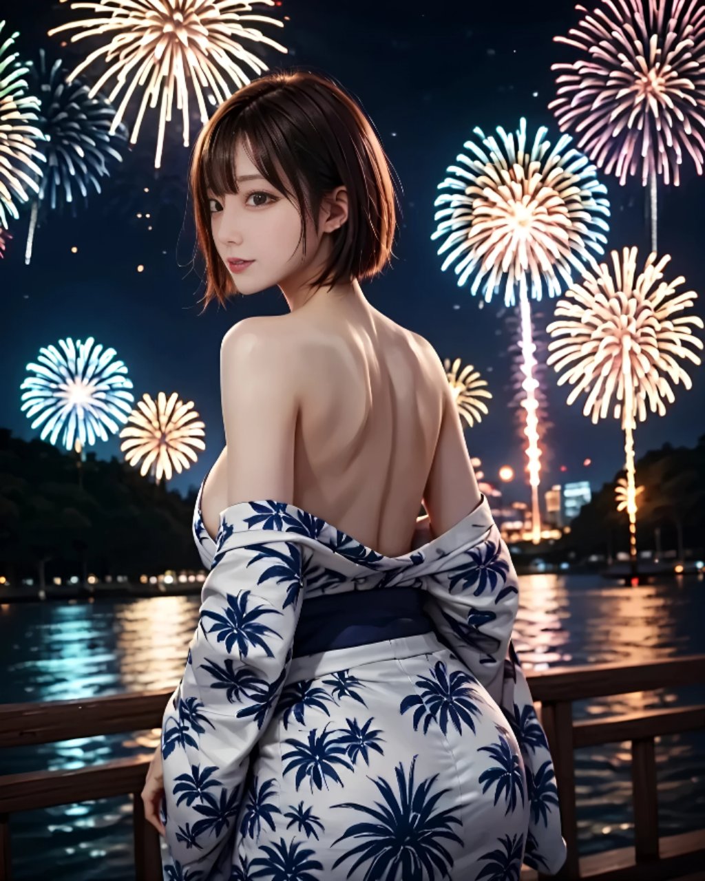 シーグラスアート『夏祭り～夜空に咲く花火‧⁺ ⊹˚.～』 ガラスアート 花火 HANABI 夏 シーグラスアート 打ち上げ花火