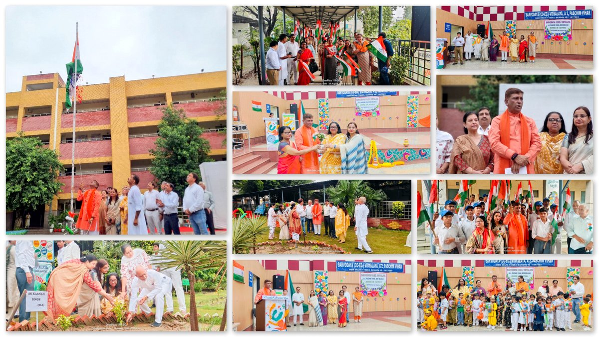 a21617003's tweet photo. 79th Independence Day celebrated at GSV (Co-Ed), A-2 Paschim Vihar with flag hoisting by Hon’ble MLA Shri Karnail Singh, tree plantation, patriotic songs, Nukkad Natak, Swachhata Pledge &amp; Tiranga Rally.

A day of pride, unity &amp; tribute to our martyrs. 🙏 #IndependenceDay2025 🇮🇳 https://t.co/4WtbQpMdfj