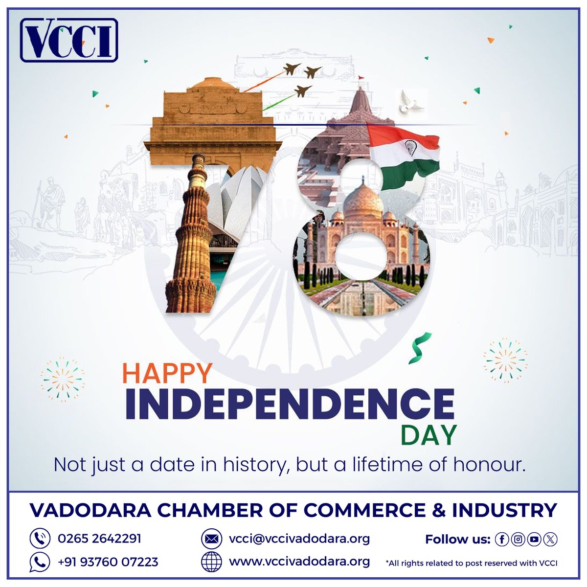 From countless sacrifices emerged one nation.

VCCI wishes you all a Happy Independence Day! 🇮🇳

#VCCI #IndependenceDay #India #Freedom #Tiranga #ProudIndian #Tribute #JaiHind #fypシ #trendingpost #trending #viral #explorepage #explore #HappyIndependenceDay
