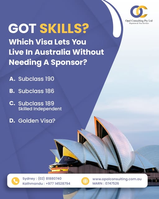 _opalconsulting's tweet photo. Got the skills? 🇦🇺
One visa can let you live and work in Australia without needing a sponsor – do you know which one?
🌐https://t.co/3qWRRMkMZo
#WorkInAustralia #482Visa #TSSVisa #AustraliaMigration #SkilledWorkerVisa #OpalConsulting #PRPathway #MoveToAustralia https://t.co/pu5gfgkJvv