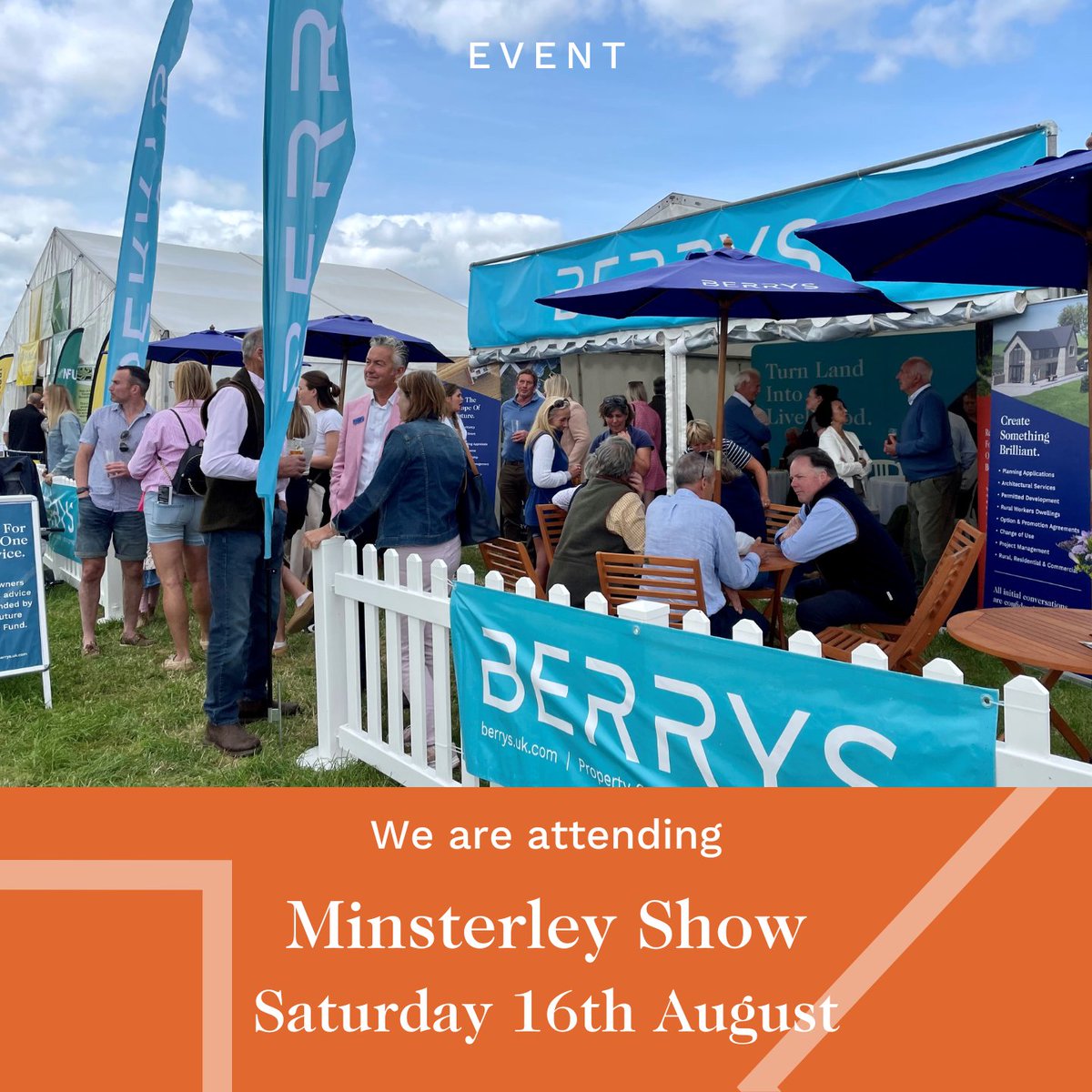 Berrys_UK's tweet photo. We are looking forward to attending Minsterley Show on Saturday! 

Visit us on Stand 24, overlooking the main ring. Meet the team and enjoy some refreshments, we look forward to welcoming you. 

#Berrys #PropertyConsultants #MinsterleyShow #ShowSeason #Shropshire https://t.co/rcV9rV5jZw