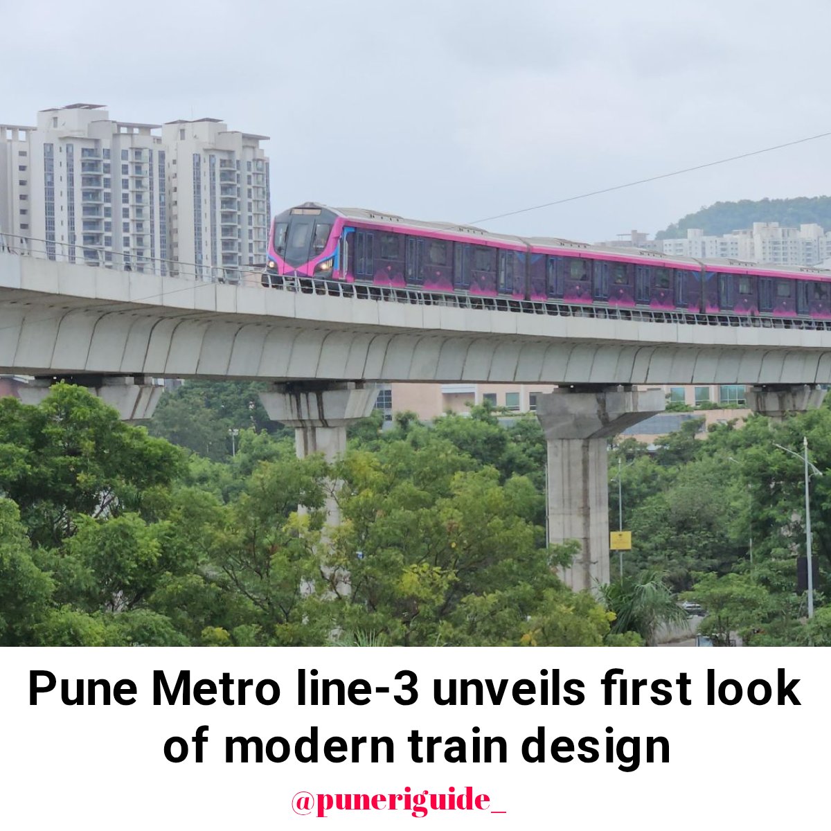 PuneGuide's tweet image. Pune Metro Line-3 from Shivajinagar to Hinjawadi reveals the first glimpse of its modern coach design.
#pune #punekar #puneriguide #punemetro