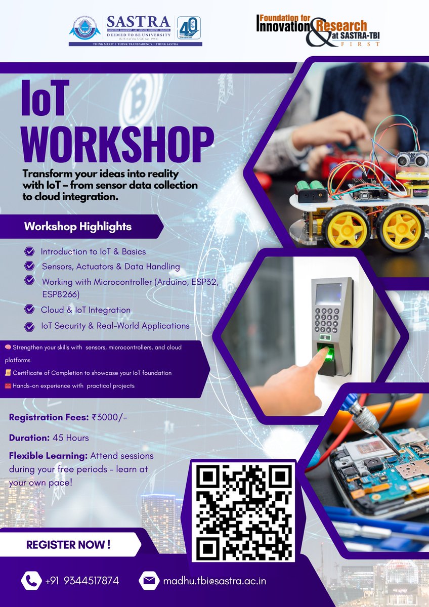 Sastratbi's tweet image. &quot;The Future is Smart. Are You? 🔌&quot;

💡 Learn IoT from scratch
🛠️ Build projects
📜 Get certified
🌐 Step into the connected world!

#IoTWorkshop #InternetOfThings #IoTTraining #TechSkills #FutureIsSmart #LearnIoT #ArduinoProjects #ESP32 #CloudIntegration #IoTSecurity
