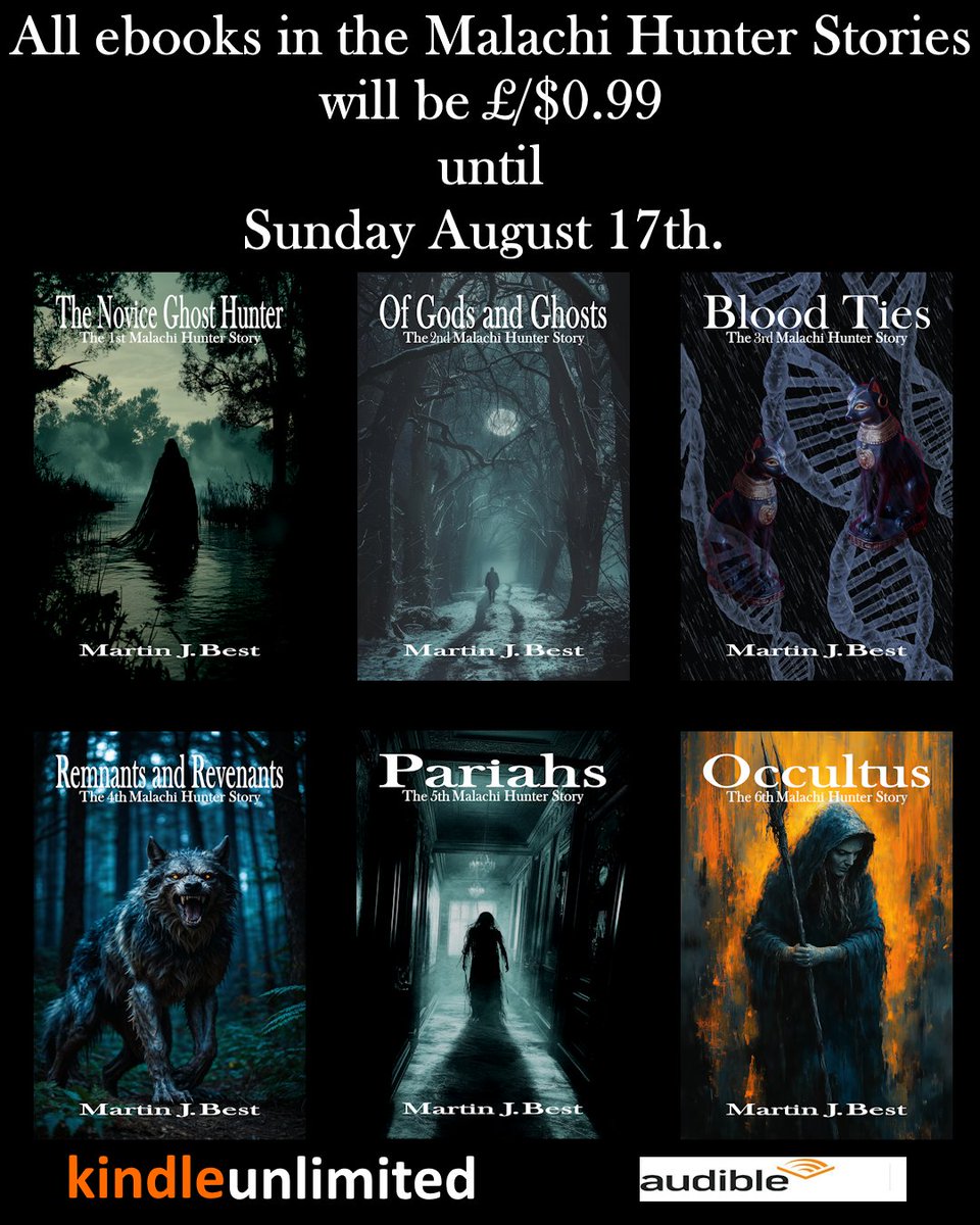 MartinJBest1's tweet photo. To celebrate the release of Occultus, the 6th stand-alone Malachi Hunter Story, all the e-books in the series are £/$0.99 each until Sunday 17th of August!
Start reading today!
https://t.co/XdqdRlaIDO
#KindleUnlimited
#BookBuzz #DarkFantasy #horrortale #Halloween  #Supernatural https://t.co/NIBvCpHXh1