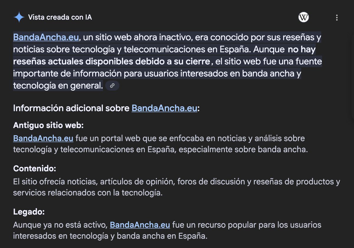 Google tiene tantas ganas de cargarse a los sitios web independientes que su super útil función de IA Overviews ya nos ha matado antes de tiempo

👇🤬

cc <a href="/googlesearchc/">Google Search Central</a>