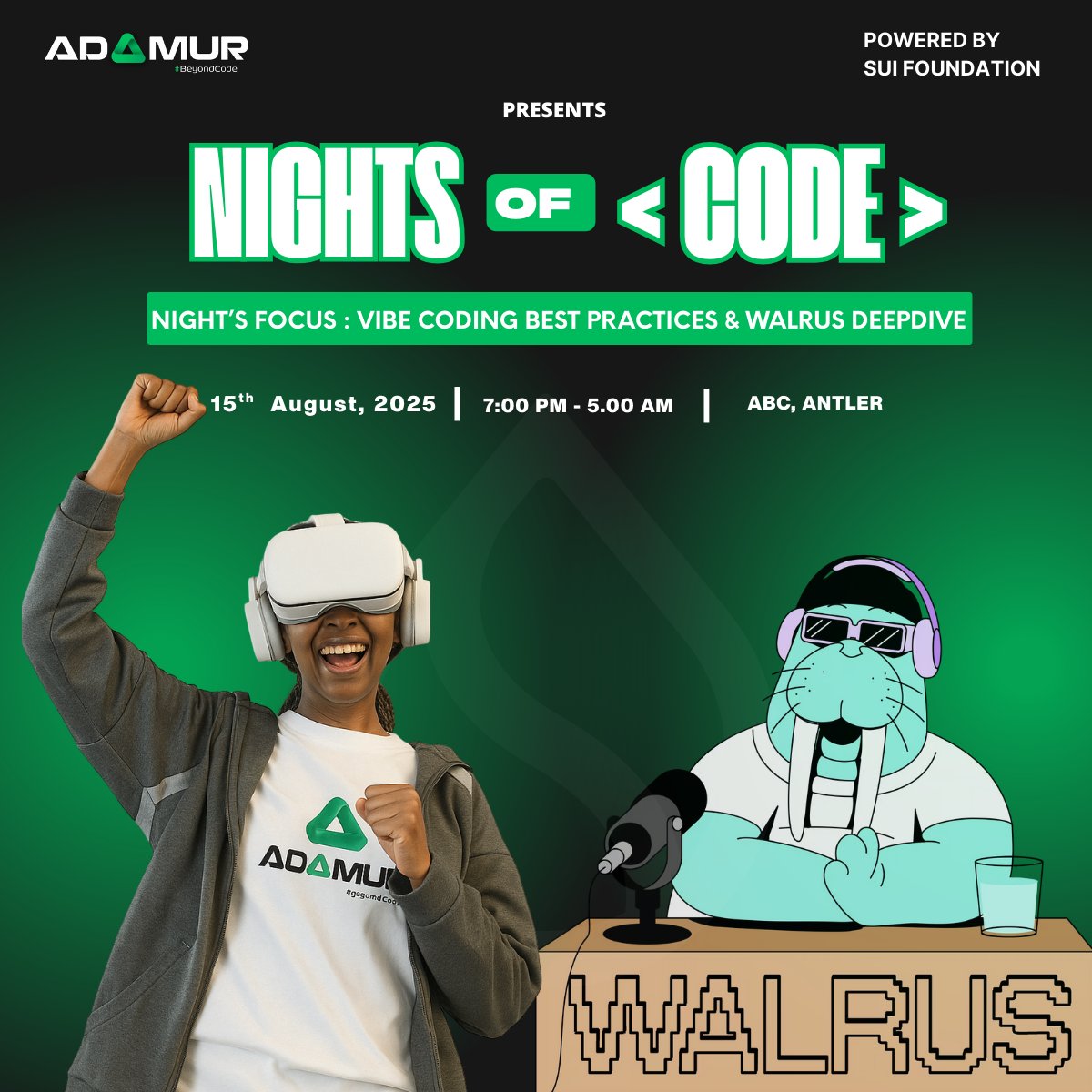 We are back for #NightsofCode – Sui Edition this Friday! 
Coffee, Code &amp; Lots of Vibes
🕒 7:00 PM – 5.00AM📍 Antler East Africa

We’re levelling up from our last session:
✅ Best practices for Vibe Coding w/ @AILabs - <a href="/Amoskibetmaru/">AmosMaru</a> 
✅ Smart contracts built with the user in mind