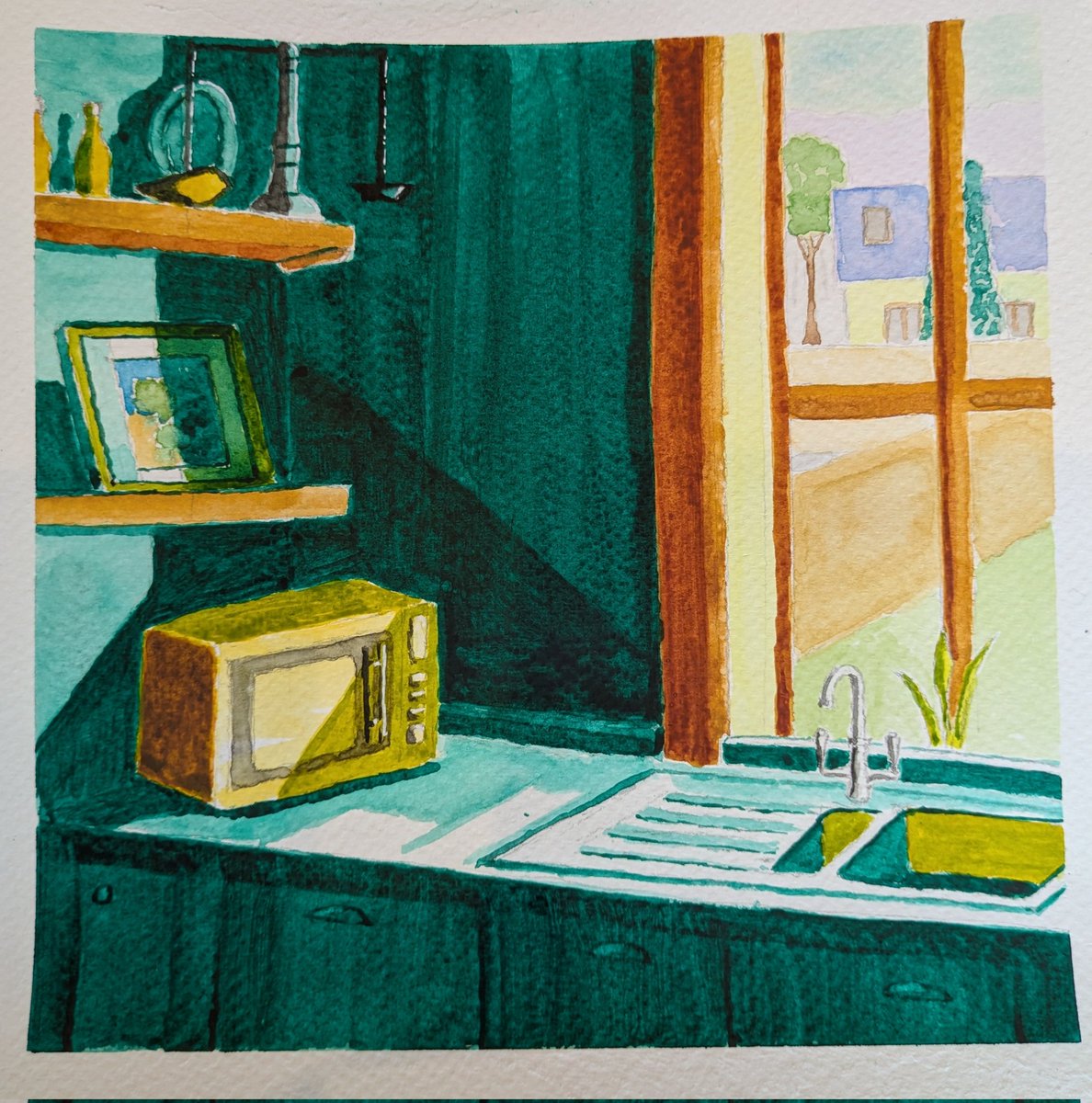 myth_tree's tweet photo. A watercolour painting of the kitchen in the last house we lived in. Done as a homage to the wonderful @RClaremont 
#art
#watercolor 
#Watercolourpainting https://t.co/wg1O4p3reA