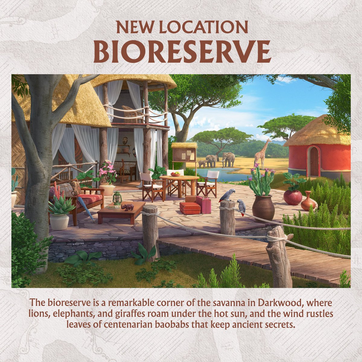 SeekersNotes's tweet image. 🎉 Update Notes: Heart of the Savanna 🎉

Seekers, with this new update we’re embarking on an exciting journey into the very heart of the bioreserve! Meet its inhabitants and help rescue a cute baby elephant while protecting all the creatures of Darkwood! 🐘