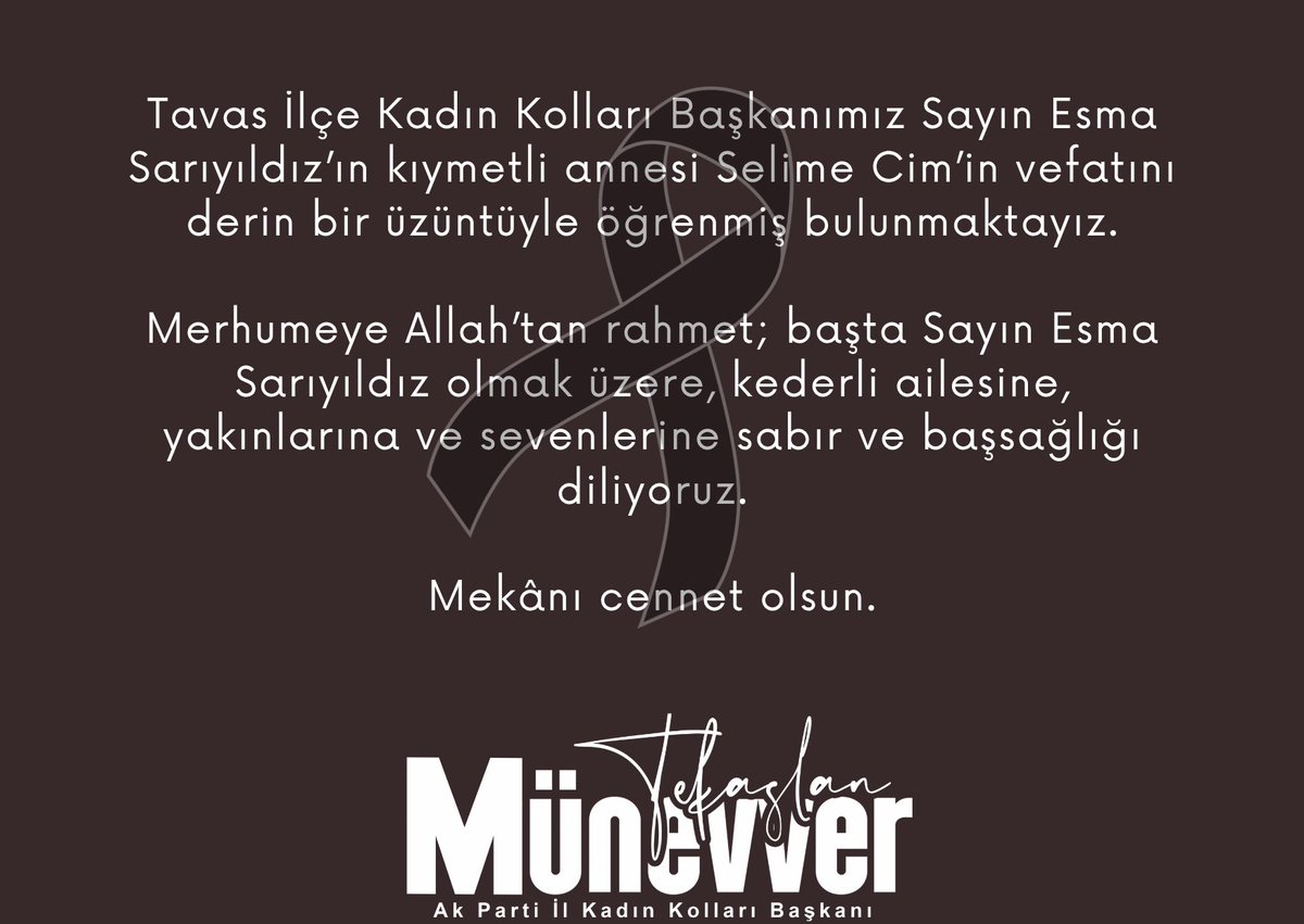 AKKadinDenizli's tweet photo. Mekânı cennet olsun.@EsmaEsma179077 https://t.co/ZfeKSSMXN9