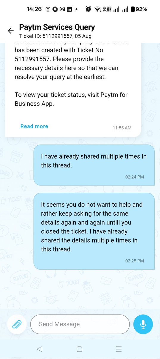 jayesh_mahato's tweet photo. @Paytm @Paytmcare @PaytmBusiness The tickets gets closed with resolution. This happens multiple times. https://t.co/LMd7qDrr6J