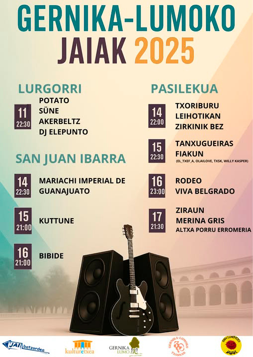 Gaur, hilak 14, Gernika-Lumon Pasilekuan, TXORIBURU + LEIHOTIKAN + ZIRKINIK BEZ:  bizkaie.biz/1755086612259

👉 instagram.com/leihotikantald… 
👉 instagram.com/txoriburuek/ 
👉 instagram.com/zirkinikbez/ 
👉 <a href="/AytGernika/">Gernika-Lumoko Udala</a>