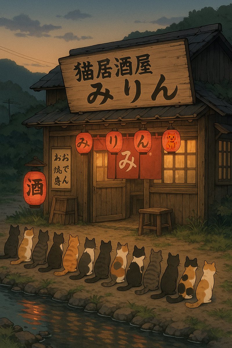 aun01828200's tweet photo. あうーんからの報告。

猫居酒屋みりん（三途川てん　田舎お盆てん）
開店前から行列ですな。
あうーんは田舎お盆てん（現世猫さんとお空の猫さんが入れるらしい）で、夜な夜な呑んでますので、皆さんの猫さんもどうぞだそうです。
あうーんは16日の京都の送り火とともに帰るんだそうです。 https://t.co/8eVzKsvAMn
