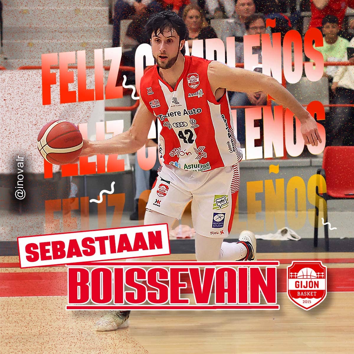 Iván N. R. (@inovalr) on Twitter photo Hoy cumple 28 años Sebastiaan Boissevain 🇳🇱 🎉
Jugador de <a href="/GijonBasket/">Gijón Basket</a> 🔴⚪️ la pasada temporada 2023-24 de liga #EBA donde promedió 7,0 ppp y 5,3 rpp
Felicidades Sebas 🎂 !!
<a href="/ApolloAmsterdam/">Apollo Amsterdam</a> <a href="/UMPIMensBball/">UMPI Mens Basketball</a> <a href="/VoyageursMBB/">LU Men's Basketball</a> <a href="/TobarraCB/">TOBARRA C.B.</a> <a href="/BCBBadajoz/">Vítaly|La Mar BCBadajoz</a> <a href="/Killorglinbball/">KCYMS Basketball</a> Hoy cumple 28 años Sebastiaan Boissevain 🇳🇱 🎉
Jugador de <a href="/GijonBasket/">Gijón Basket</a> 🔴⚪️ la pasada temporada 2023-24 de liga #EBA donde promedió 7,0 ppp y 5,3 rpp
Felicidades Sebas 🎂 !!
<a href="/ApolloAmsterdam/">Apollo Amsterdam</a> <a href="/UMPIMensBball/">UMPI Mens Basketball</a> <a href="/VoyageursMBB/">LU Men's Basketball</a> <a href="/TobarraCB/">TOBARRA C.B.</a> <a href="/BCBBadajoz/">Vítaly|La Mar BCBadajoz</a> <a href="/Killorglinbball/">KCYMS Basketball</a>