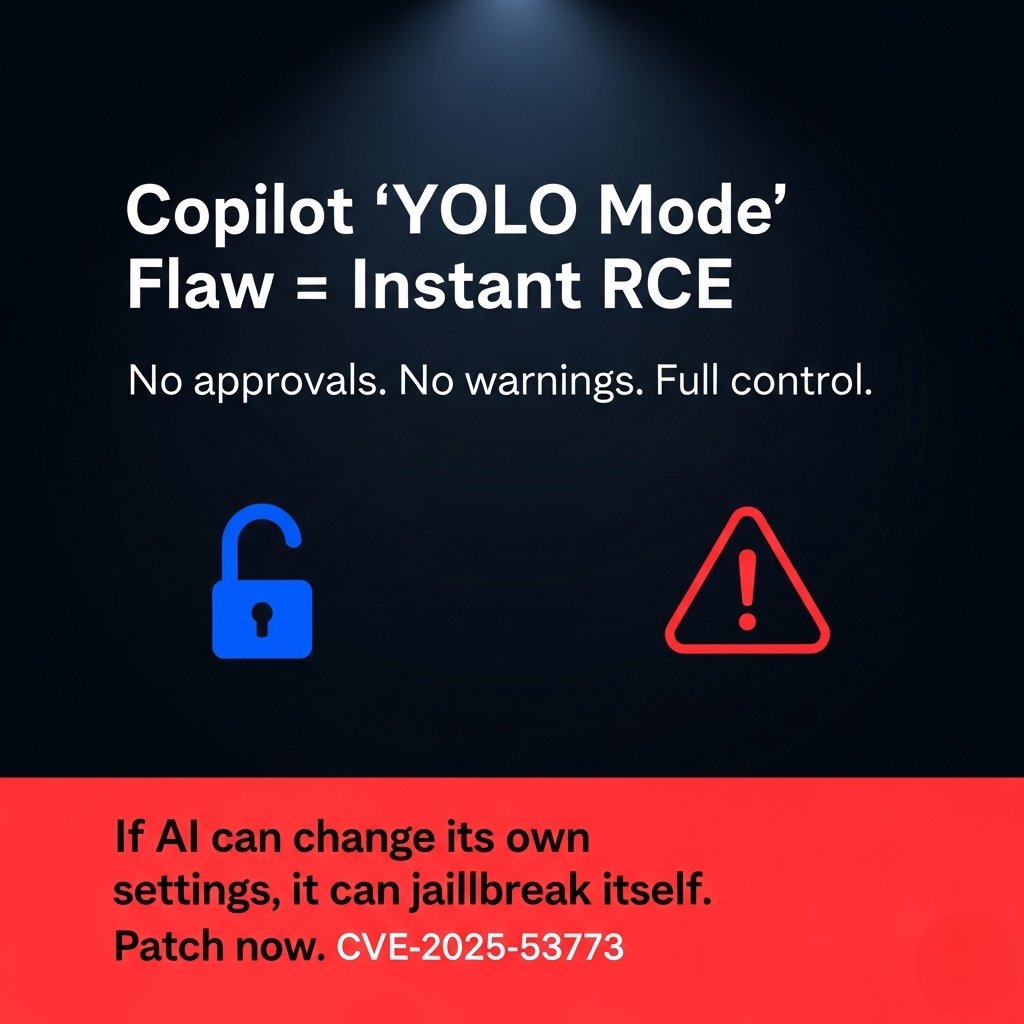 A newly discovered flaw in GitHub Copilot + VS Code allows attackers to bypass all approvals and execute commands on your system — instantly.

How it works (in simple terms):

An attacker plants a prompt injection in code, a README, or even a GitHub issue.

Copilot unknowingly
