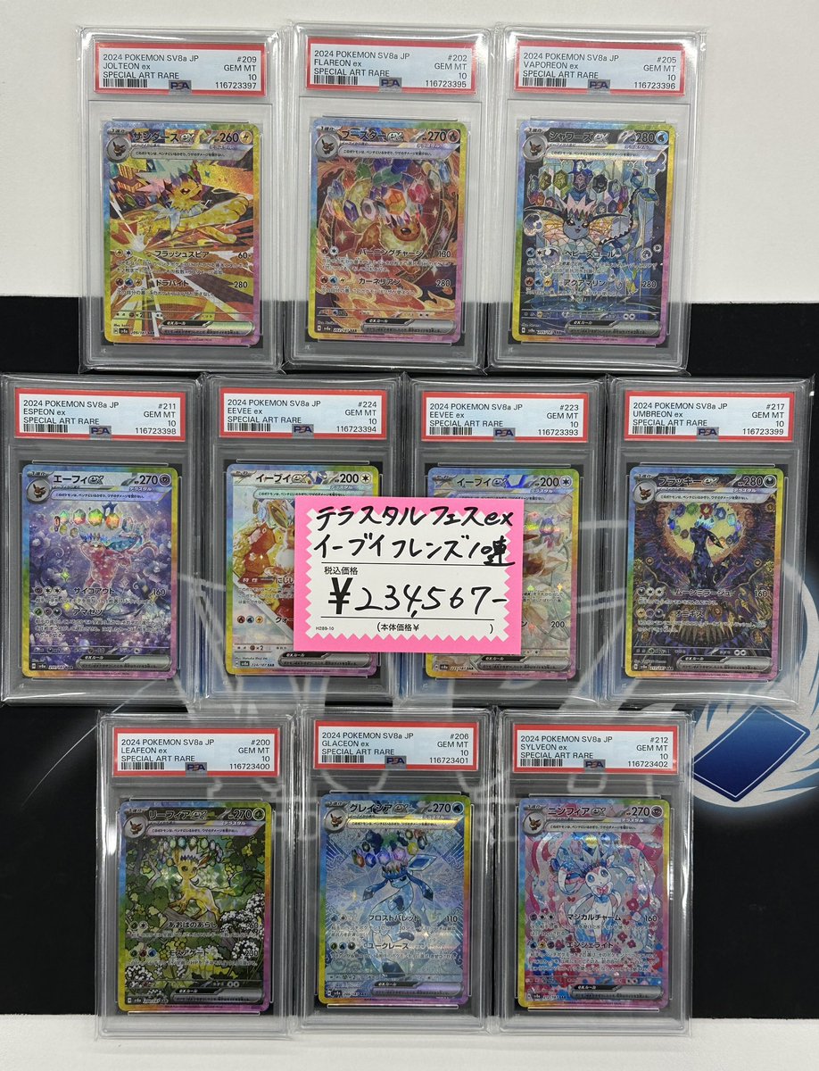 ポケモンカードテラスタルフェスブイズPSA10セット PSA10】ブイズ SAR 10枚セット【ポケモンカード】テラスタルフェスex