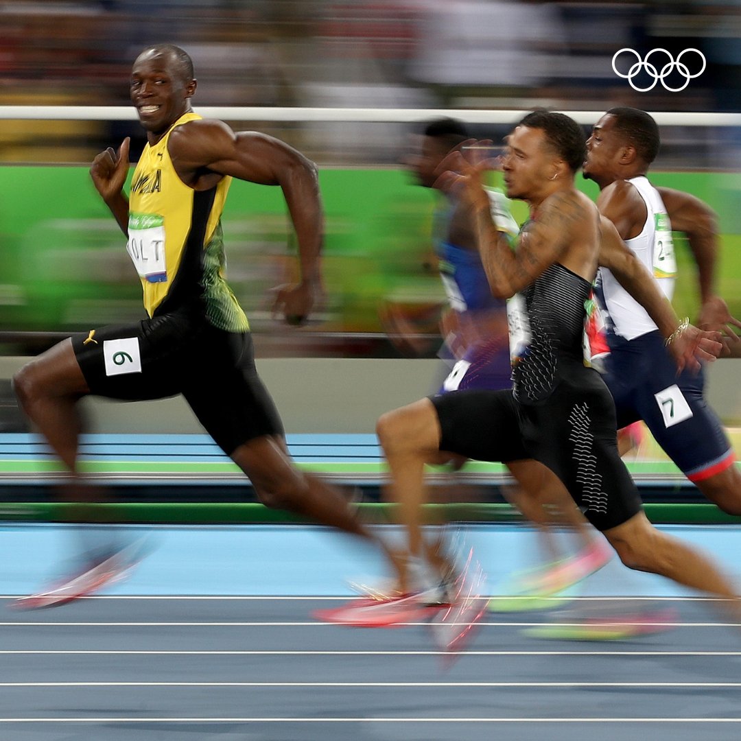 Olympics's tweet photo. On this day, Usain Bolt won 100m gold at Rio 2016! ⚡️

What's your favourite Bolt race?

#Olympics @usainbolt @WorldAthletics https://t.co/TcPfh8VTB6