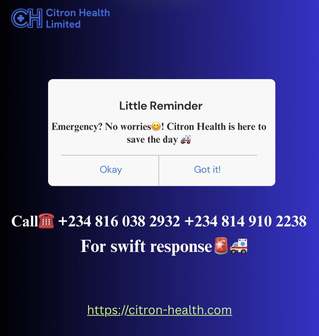 Ambulanceng's tweet photo. 🚑🚨🩺
When in doubt, don’t hesitate to call!
#emergencypreparedness #AmbulanceServices #CitronHealth https://t.co/VEwnm9sgTF
