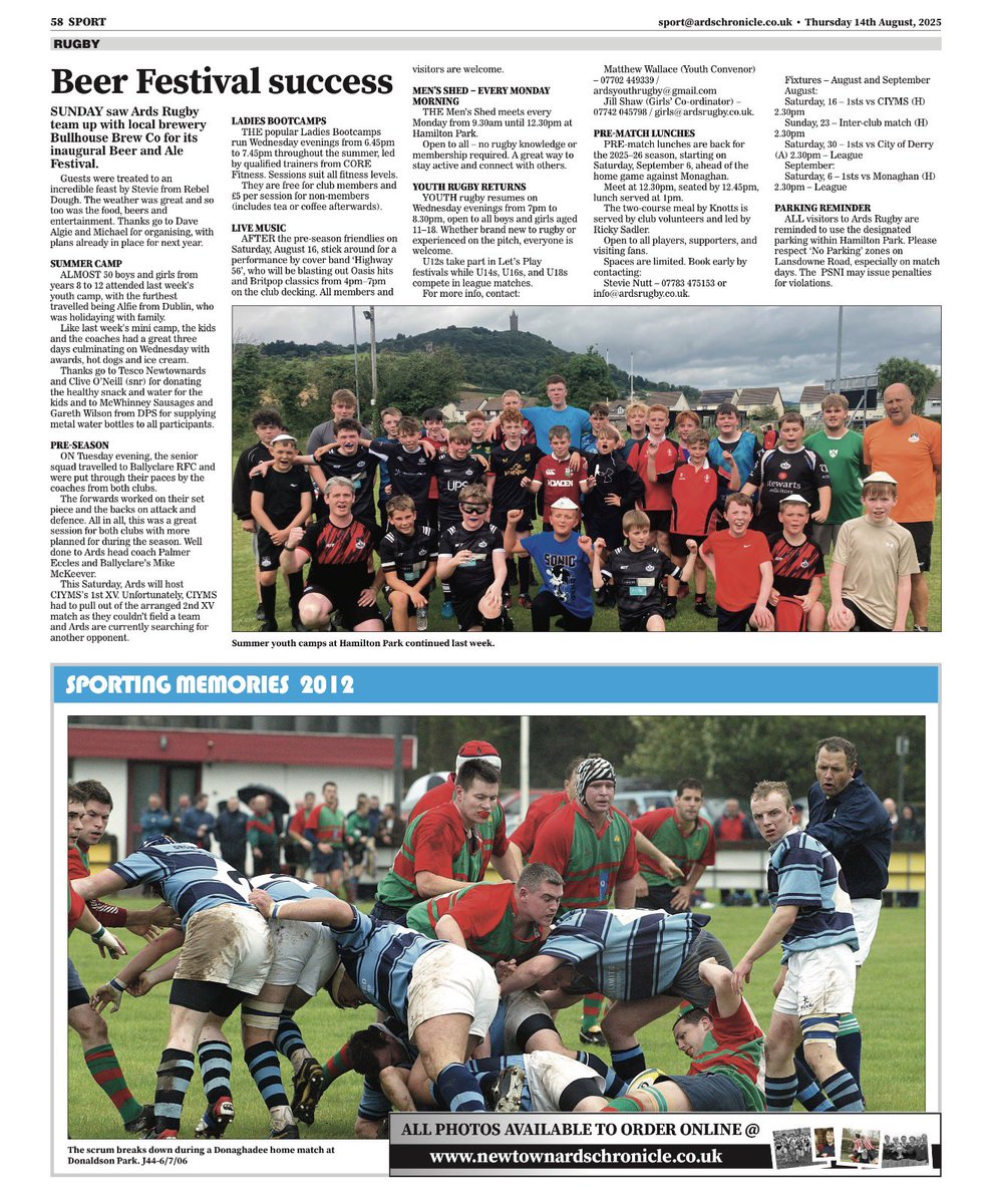 ArdsRugbyClub's tweet photo. Ards Rugby in this week’s @NArdsChronicle 👇 

🖤🤍 https://t.co/H95XZV7F1D