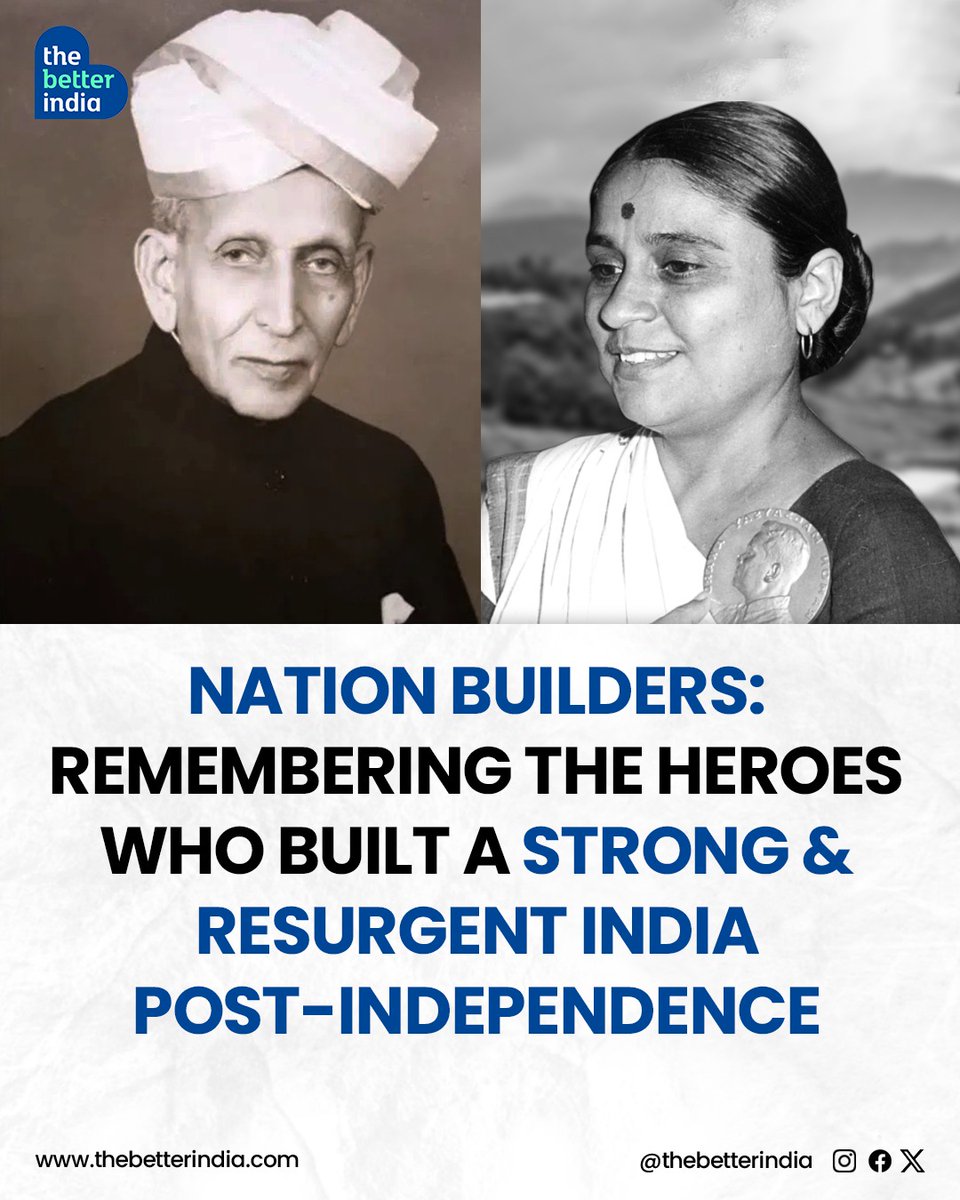 thebetterindia's tweet photo. This Independence Day, let’s revisit the legacy of eight visionary nation builders who laid the foundation for a strong and resurgent India. 

From science and technology to agriculture and the arts, their contributions continue to shape our nation’s progress.

Scroll down to learn more about these heroes who looked at nation-building! >> 

#NationBuilders #IndianHeroes #PostIndependence #IndependenceDay #India #historyofindia