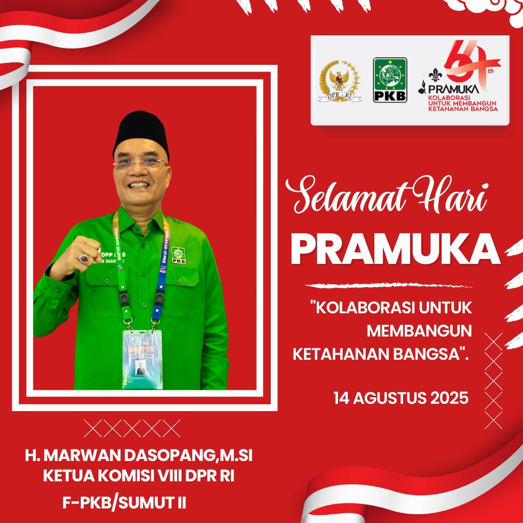Selamat Hari Pramuka ke-64 Tahun. Praja Muda Karana harus dapat hadir sebagai salah satu solusi strategis untuk membentuk karakter generasi muda yang tangguh, berintegritas, dan berwawasan kebangsaan yang siap menghadapi perubahan zaman tanpa kehilangan jati diri sebagai bangsa.