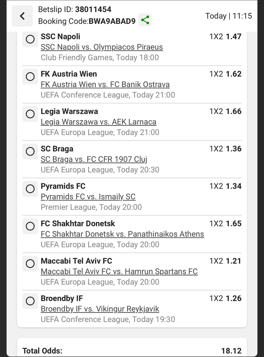 Straight Favourites Wins Abantu🔥🥳

Code: BWA9ABAD9✅
Odds: 18.12💥

Let’s BOOOM💣💣💣