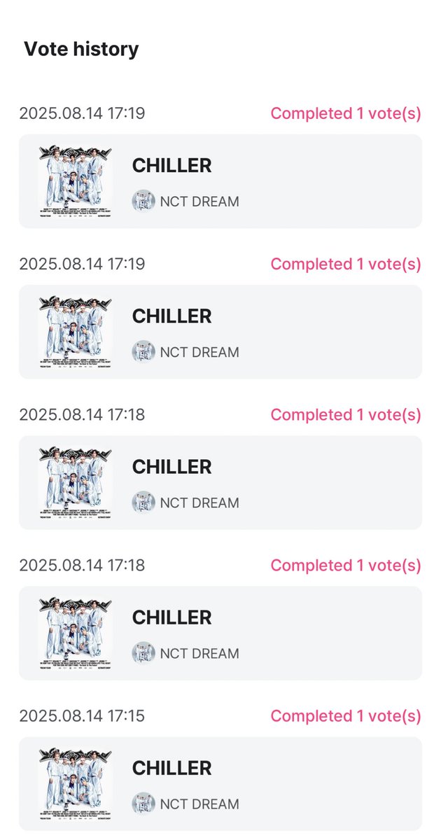 [🗳 NCT DREAM - M COUNTDOWN LIVE VOTE]

M Countdown live vote for #NCTDREAM_CHILLER has already started on MNET Plus app 🔥 

Let's vote now and give the 1st win to CHILLER 💪🏻

🎯 Rank 1
📌 5 votes/acc/device, use multiple devices!
🔗 mnetplus.onelink.me/TRa8/25daj137?…

#NCTDREAM
