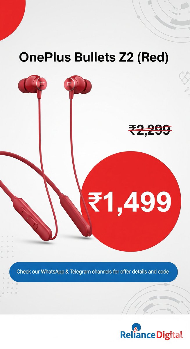 OfferUnicorn's tweet image. 🎧✨ Sound That Moves You!
Snag the OnePlus Bullets Z2 (Red) for just ₹1,499 ❤️
💥 Limited Time – Use Code: OP_CK100 at checkout!
🔗 Grab Yours: bitli.in/oQicaKv

#OnePlus #BulletsZ2 #EarphoneDeals #MusicLovers #BassBoost #GadgetFinds #TechUnder2000 #SoundMagic #TechLoot