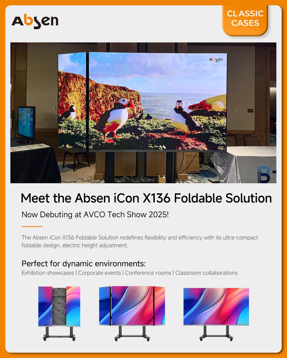 LEDAbsen's tweet photo. Absen Unveils iCon X136 Foldable Solution, Setting New Standards for Event Flexibility at AVCO Tech Show 2025

From exhibitions to classrooms, take your display anywhere innovation is needed

#Absen #Absenled #AbseniConX136foldablesolution  #foldableLED #AVCOTechShow2025 https://t.co/DTuaQF8Zkl