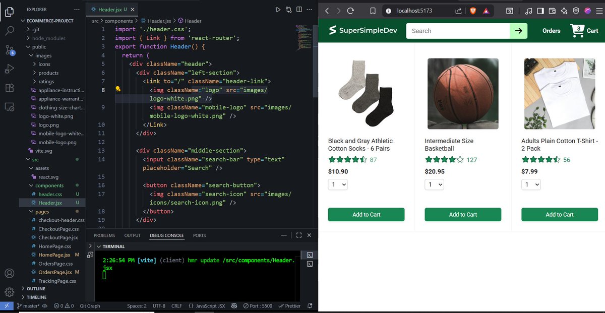 RishiPande15322's tweet image. Days 26-28/180 of #180DaysOfCode
1- Learned React Router basics ,mastered routing and Link component for smooth navigation.
2- Started an e-commerce project with Vite + React already built the Homepage, Checkout Page, and Order Page.
#ReactJS #WebDevelopment