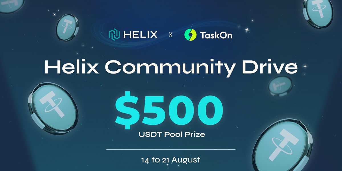 HELIX (@helix_finance) on Twitter photo 🚀We’ve launched our community on <a href="/taskonxyz/">TaskOn | Ultimate Web3 Community Growth Platform</a>!
Join the Helix Community Drive campaign to kickstart your journey into the Helix ecosystem as we count down to Testnet.
Jump in for a chance to win your share of $500 USDT!
👉taskon.xyz/quest/370601482 🚀We’ve launched our community on <a href="/taskonxyz/">TaskOn | Ultimate Web3 Community Growth Platform</a>!
Join the Helix Community Drive campaign to kickstart your journey into the Helix ecosystem as we count down to Testnet.
Jump in for a chance to win your share of $500 USDT!
👉taskon.xyz/quest/370601482