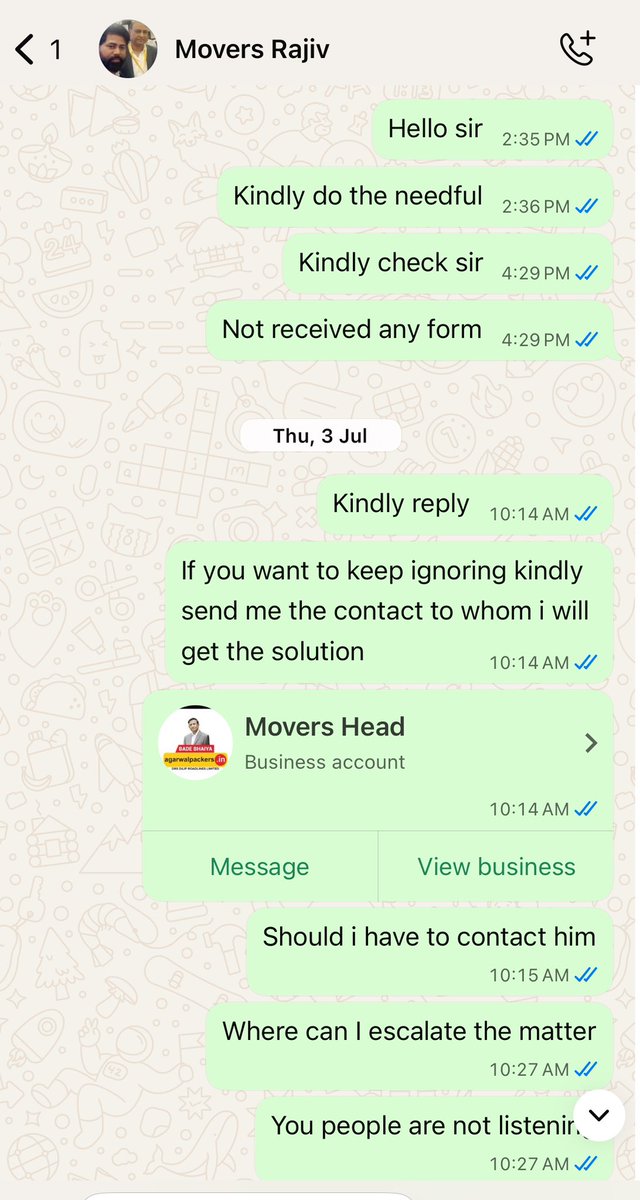 The18Invisible's tweet photo. @DRSAgarwal Not got refund after 3 months of delivery
Contacted 
Rajiv Head of Patna- 9308389012
His head- 9391052585
Bosses boss- 9394500051
No one responded 
Pathetic service
Whatsapp msg attached https://t.co/dLqyh7DjYR