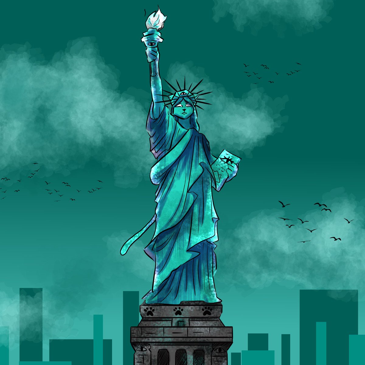 Give me your bozos, your trenchors,
Your huddled masses yearning to break the bank,
The banned cats of your overpopulated group chats.
Send these, the brokies, liquidation stricken to me,
I lift my lamp beside the golden Catbalio door!