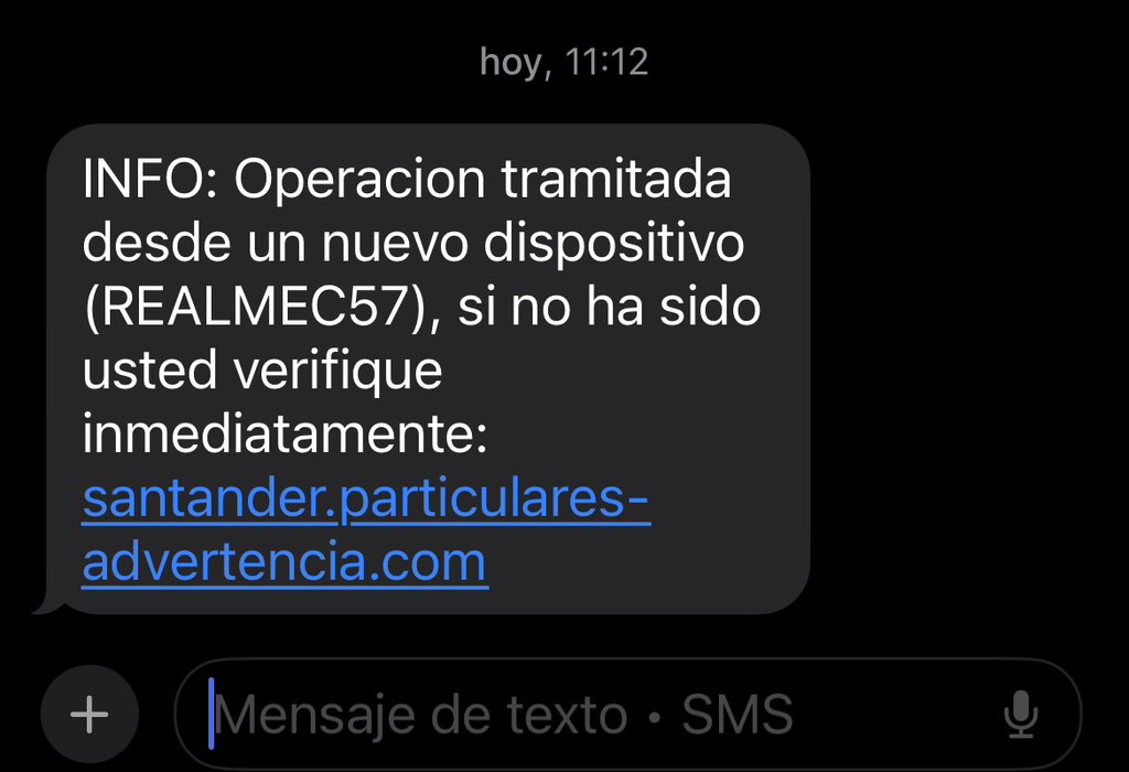 CarlosASM22's tweet photo. @bancosantander Otro SMS fraudulento que está circulando:
Tomen medidas!! https://t.co/RspuugsHht